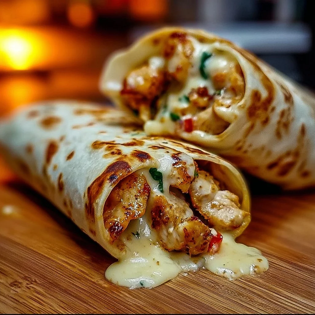 Cheesy Garlic Chicken Wraps