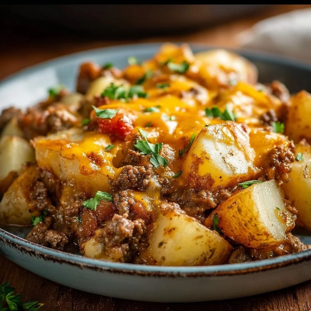 Cheesy Ground Beef & Potato Casserole
