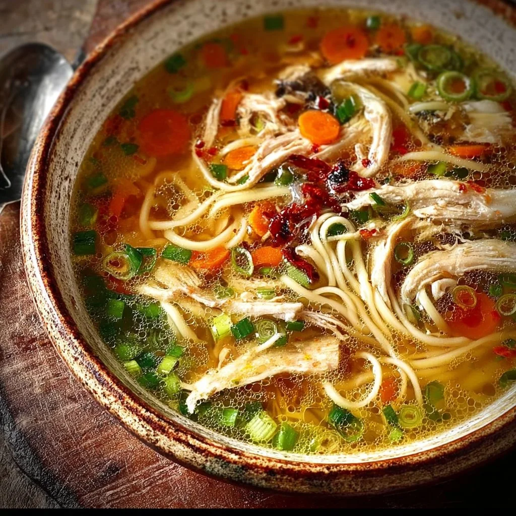 Classic Ginger Garlic Chicken Noodle Soup