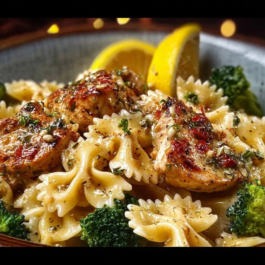 Cowboy Butter Lemon Bowtie Chicken with Broccoli