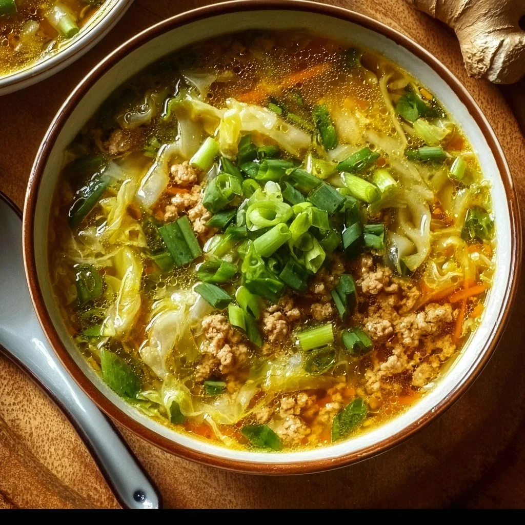 Cozy One-Pot Egg Roll Soup with Green Onions and Ginger