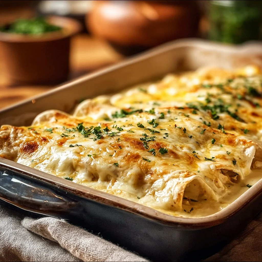 Creamy White Chicken Enchiladas