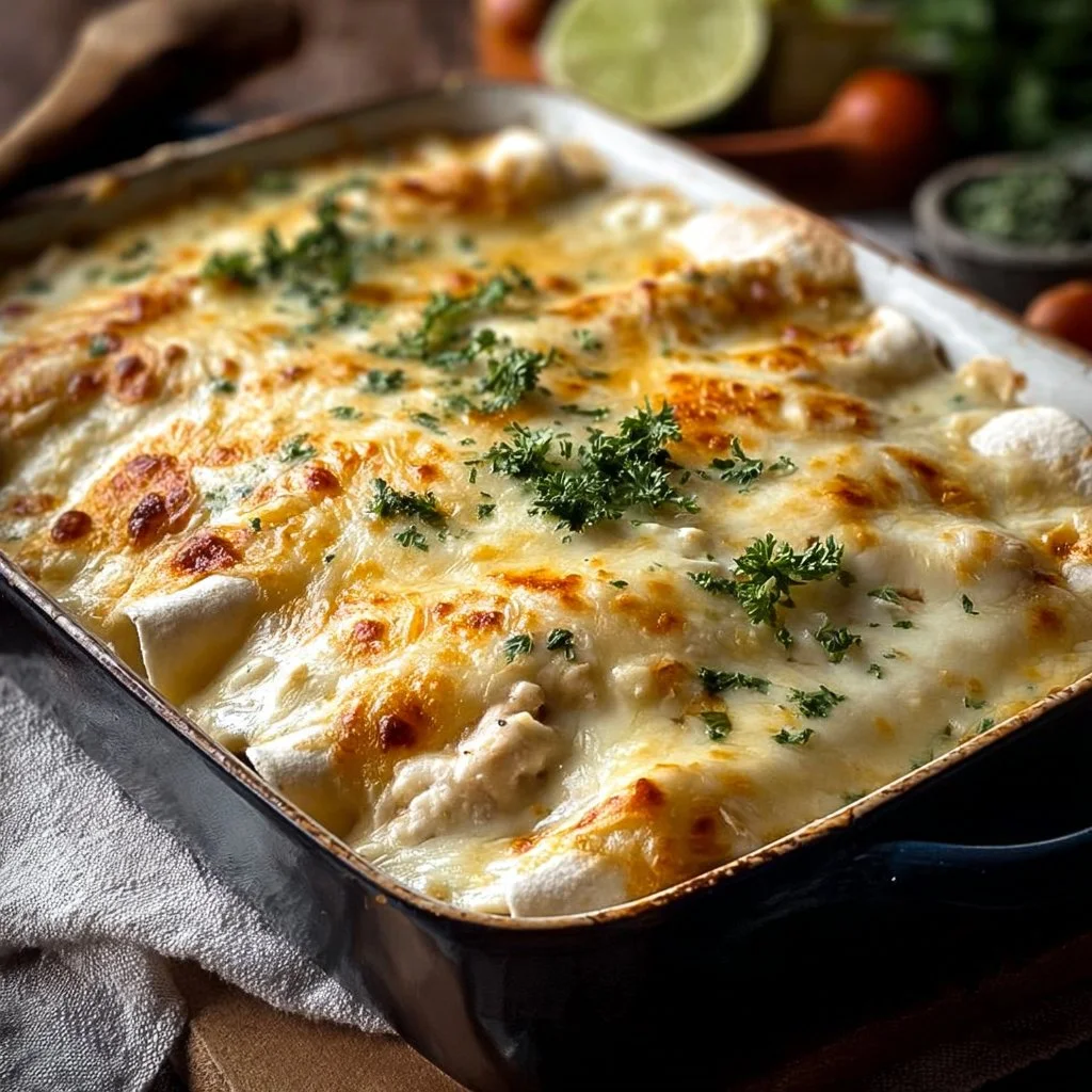 Creamy White Chicken Enchiladas