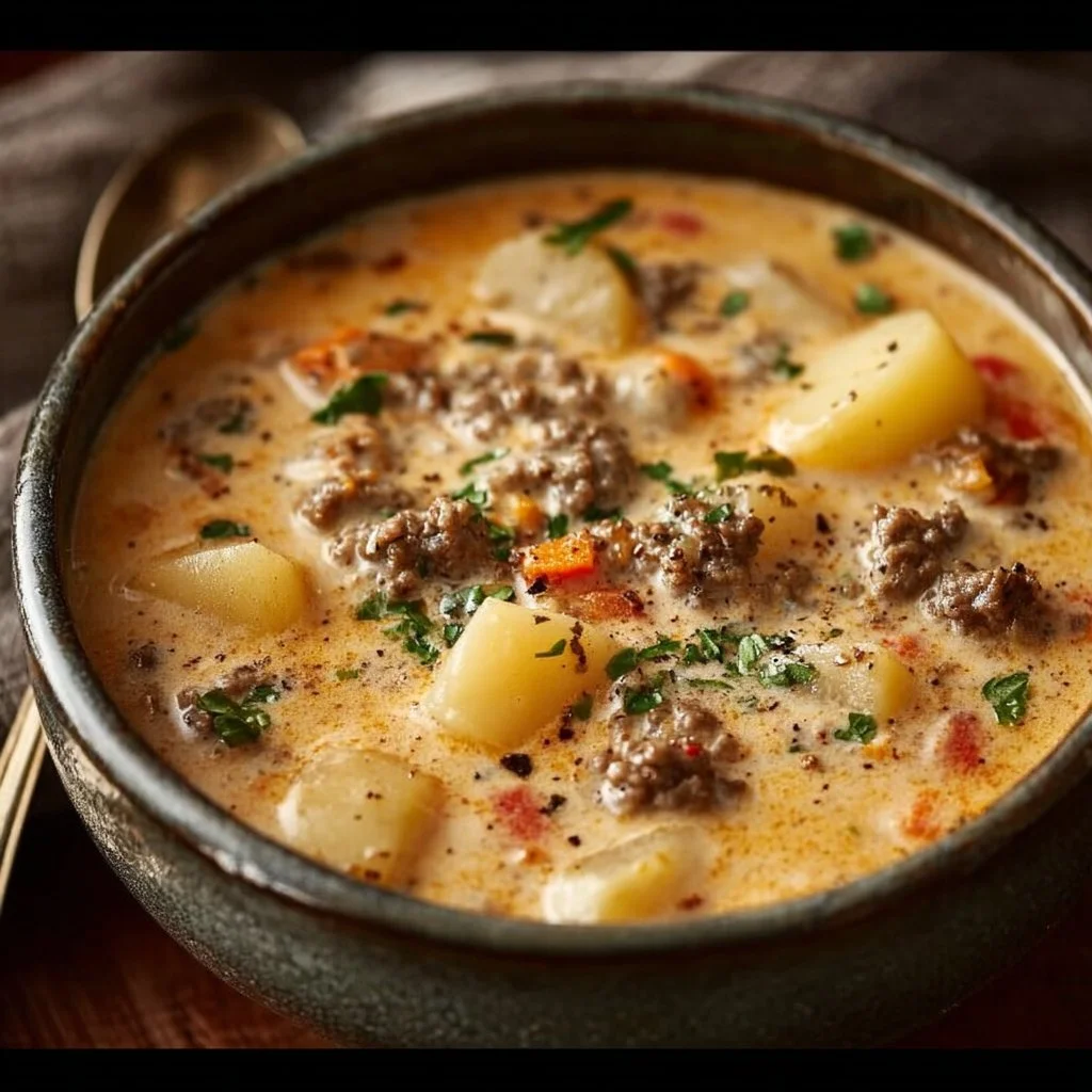Crockpot Creamy Potato & Hamburger Soup