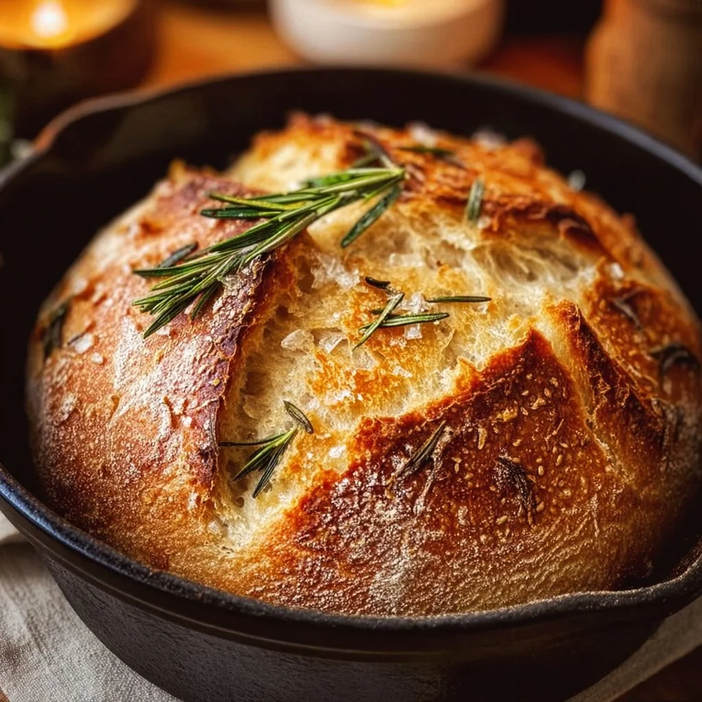 Dutch Oven Garlic Rosemary Bread