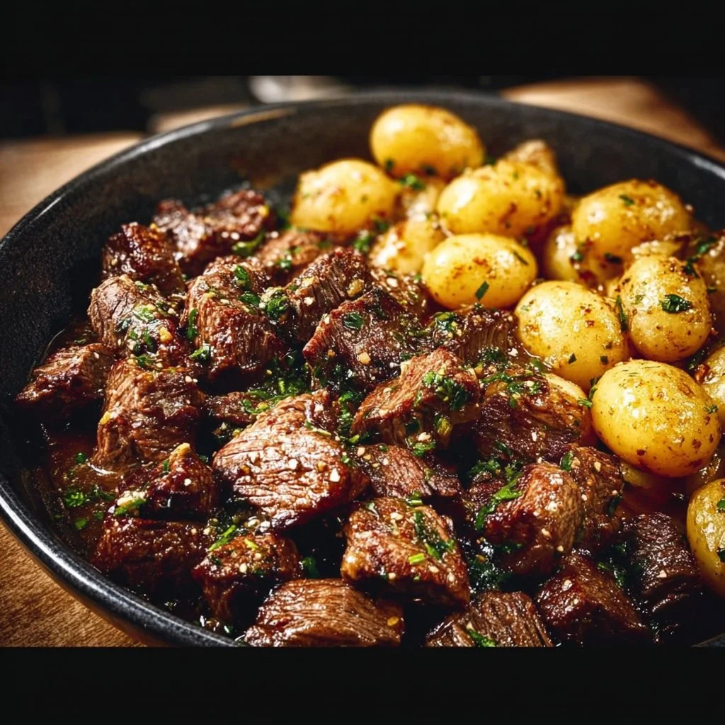 Garlic Butter Beef Bites with Potatoes