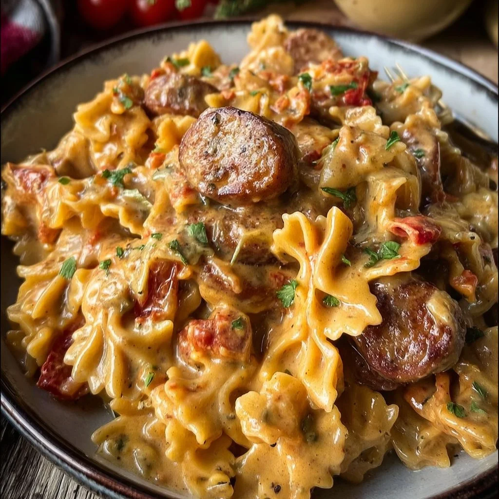 One Pot Creamy Cajun Sausage Pasta
