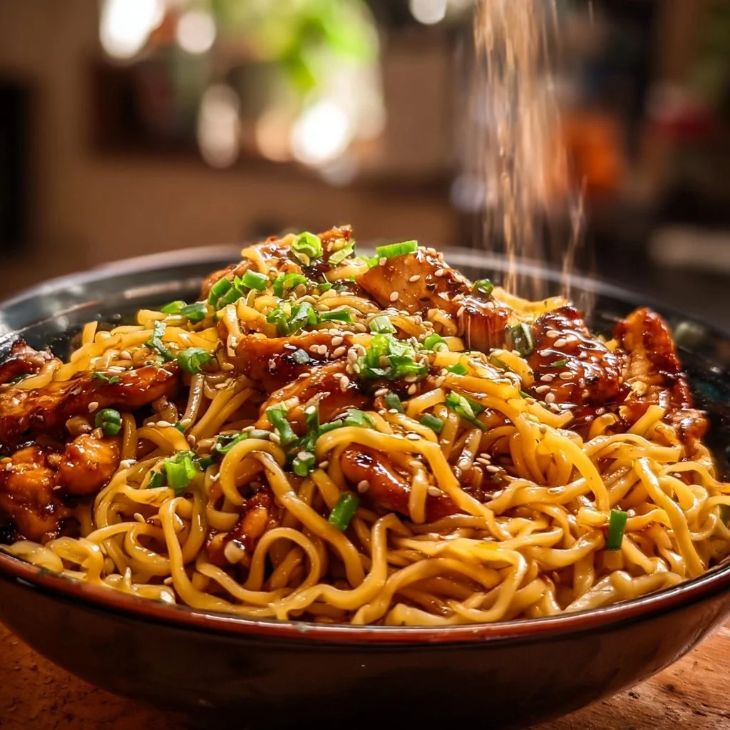 Sticky Garlic Chicken Noodles