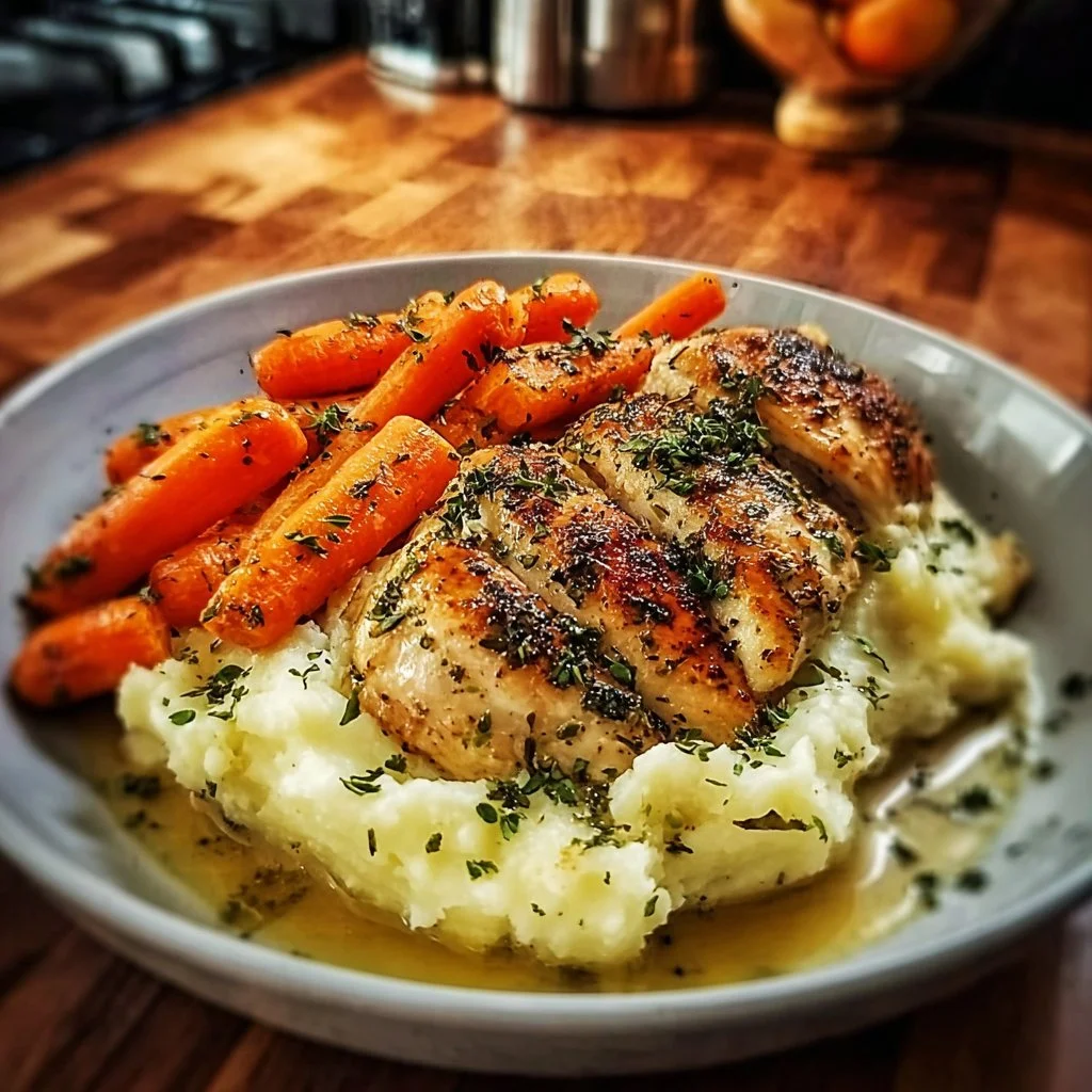 Make Garlic Herb Chicken with Mashed Potatoes and Glazed Carrots Tonight!