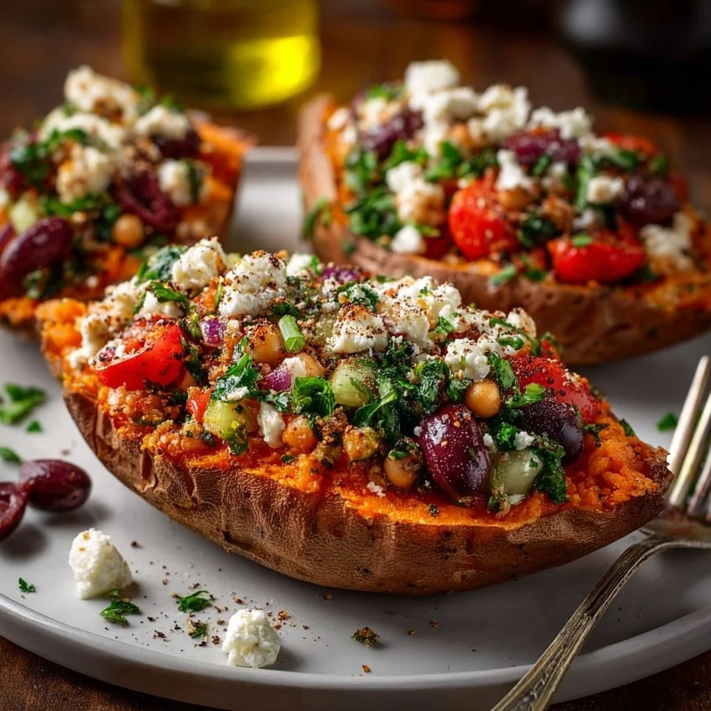 Mediterranean Stuffed Sweet Potatoes