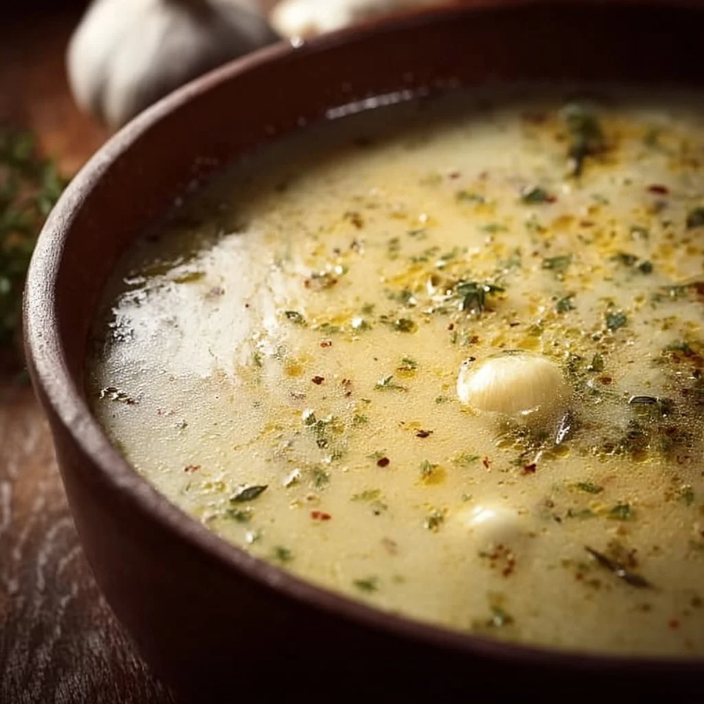 Rustic Country French Style Garlic Soup