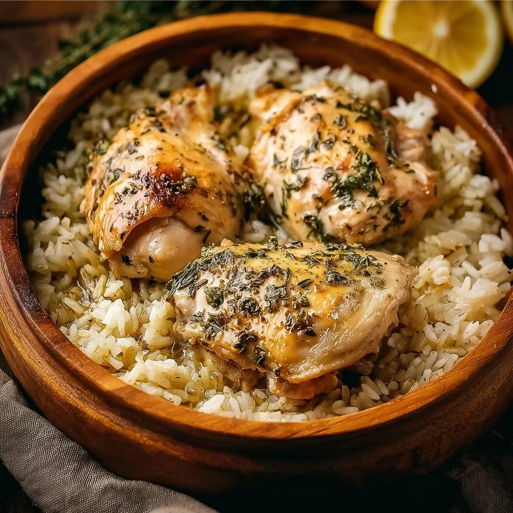 Slow Cooker Lemon Herb Chicken and Rice