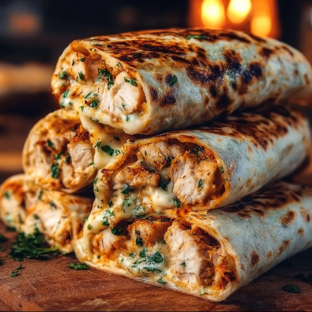 Cheesy Garlic Chicken Wraps