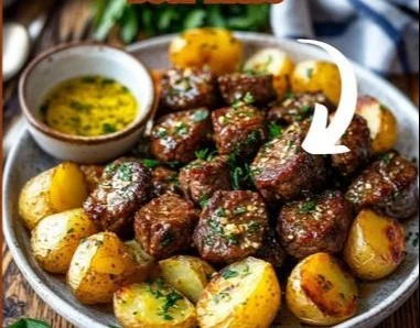 Garlic Butter Beef Bites with Potatoes
